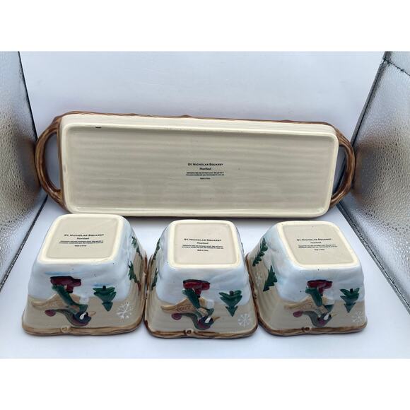 Heartland Four Piece Plater Three Dip Serving Bowls St Nicholas Square Christmas - Picture 8 of 14